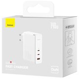 Baseus GaN5 Pro Hitri polnilnik, 2xUSB-C + USB, 140W, bel | Shoptok.si