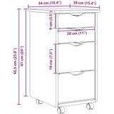 Kolica s radnom površinom MOSS Prozirni lak 34 x 39 x 65 5 cm - Smeđa | shoptok.hr