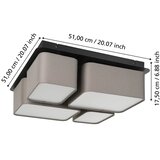 Eglo plafonjera Mordazo, 4 x E27, antracit/smeđa, tekstil, 51 cm, 900524 | shoptok.hr