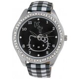 Hello Kitty dečiji kristal crni ručni sat sa kariranim kožnim kaišem cene
