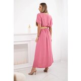 Kesi Włoski Long dress with a decorative belt dark orange | Shoptok.si
