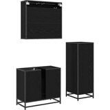 vidaXL Komplet pohištva za kopalnico s predalom 3 pcs Črni hrast | Shoptok.si