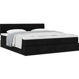 vidaXL Otomanski posteljni okvir z vzmetnico črn 160x200 cm blago | Shoptok.si