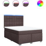 vidaXL Box spring postelja z vzmetnico temno rjava 140x200 cm blago, (21321070) | Shoptok.si