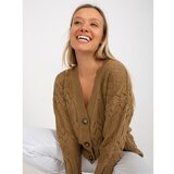 Fashion Hunters Dark beige openwork summer sweater with RUE PARIS buttons Cene