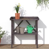  Stol za biljke s policom sivi 78x38x82,5 cm masivna jelovina | shoptok.hr