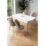 Hanah home Rasklopivi trpezarijski sto i stolice (5 delova) Nira White Chrome Cappuccino | Eponuda.com