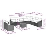  Vrtna garnitura - 11-dijelni set vrtnih sofa od poliratana s jastucima crni - Crna 1 | shoptok.hr