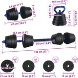  4-u-1 set bučica, brojčana i kettlebell 30 kg Crna i Plava | shoptok.hr