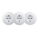  Reblig - Trostruka retro kućna utičnica sa ramom SCHUKO 230V snežno bela | Eponuda.com