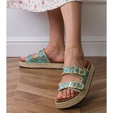 Gemre Green glitter espadrille sandals with buckles Induri | Shoptok.si