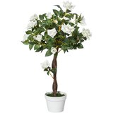 Outsunny Roza umetno božično drevo z 21 cvetovi in vazo, 90 cm visoka umetna rastlina za notranje in zunanje prostore, bela in zelena, (20756649) Cene