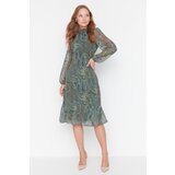 Trendyol Green Shawl Patterned Ruffle Dress Cijene