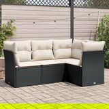 Maison Chic Seti vrtnega pohištva - Vrtna garnitura - Vrtni pohištvo set 4-delna z blazinami črna poli ratan, (21810212) | Shoptok.si