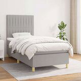  Box spring postelja z vzmetnico svetlo siva 90x200 cm blago, (20846680) Cene