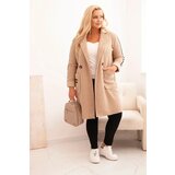 Kesi Włoski Plus Size women's coat made of faux sheepskin with pockets dark beige | Eponuda.ba