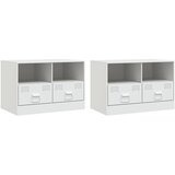 Furnova TV omarica 2 kosa bela 67x39x44 cm jeklo, (21922761) | Shoptok.si