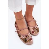 Boto Ballet Flats With Embroidery And Strap Pink Lilindraen | Shoptok.si