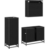 vidaXL Komplet pohištva za kopalnico s polico 3 pcs Črna Orehovina | Shoptok.si