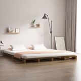vidaXL Posteljni okvir medeno rjav 140x190 cm trdna borovina Cene
