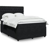 vidaXL Box spring postelja z vzmetnico črna 140x200 cm žamet | Shoptok.si