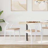  Stolac za blagovanje 2 pcs Bijela i smeđa Čvrsto drvo od gume | shoptok.hr