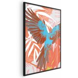  Plakat - Exotic Wings - parrot among abstract leaf patterns 60x90 Crni okvir | shoptok.hr