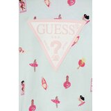Guess Dječja pamučna dukserica boja: tirkizna, s kapuljačom, s uzorkom | shoptok.hr