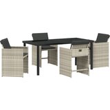  Set od 5 komada blagovaonskog namještaja za vrt s jastucima svjetlosive boje od poli ratana | shoptok.hr