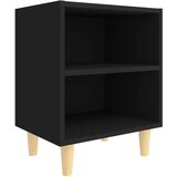Maison Chic Nočna omarica - Nočna miza s trdnimi lesenimi nogami črna 40x30x50 cm, (21689634) Cene
