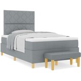  Krevet s boxspringom s madracem i klupom Svjetlosiva 120x190 cm Tkanina | shoptok.hr