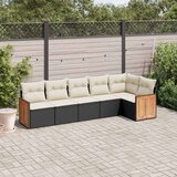  6-dijelni set vrtnih sofa s jastucima crni od poliratana | shoptok.hr
