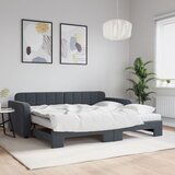 vidaXL Izvlečna dnevna postelja z vzmetnico tem. siva 90x190 cm žamet | Shoptok.si