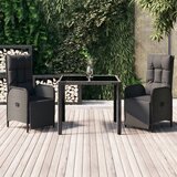  3-dijelni vrtni blagovaonski set s jastucima od poliratana crni | shoptok.hr