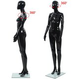 Ženska lutka za izlog sa staklenim postoljem crna sjajna 175 cm | shoptok.hr