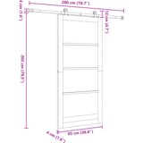 vidaXL Drsna vrata z drsnimi komponentami 'ORKDAL'iz masivnega lesa in stekla, Notranja vrata z steklom 'ORKDAL'93x202x4 cm iz masivnega lesa smreke | Shoptok.si