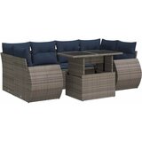  7-dijelni set vrtnih sofa poliratan i bagrem s jastucima sivi | shoptok.hr