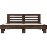  Posteljni okvir rjav hrast 200x200 cm inženirski les in kovina | Shoptok.si