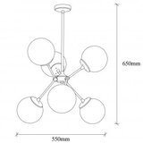 Opviq Vislica GONDOL. zlatno/ bijela, metal/ staklo, 55 x 55 cm, visina 65 cm, promjer kugli 15 cm, 6 x E27 40 W, Gondol - 1121 | shoptok.hr