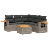 Maison Chic Seti vrtnega pohištva - Vrtna garnitura - Vrtni pohištvo set 6-delna z blazinami siv poli ratan, (21805229) | Shoptok.si