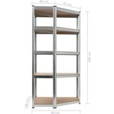 vidaXL Polica za shranjevanje jeklo in MDF 90x90x180 cm srebrna | Shoptok.si