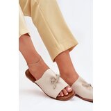EVENTO Women's sandals on a flat heel with decorative tying beige Norela | ePonuda.com