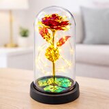 Eternal Rose In Glass Crystal Dome LED Lighting Red 21x11cm | Shoptok.si