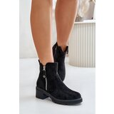 FB3 Women's Boots With Perforated Pattern On Heel Black Oviria Cijene