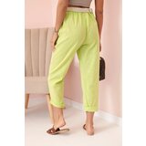 Kesi Włoski Women's linen cotton pants with a belt bright green | Shoptok.si