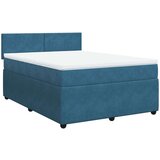 vidaXL Box spring postelja z vzmetnico modra 160x200 cm žamet | Shoptok.si