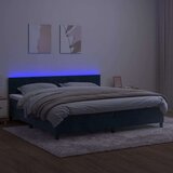  Box spring s madracem LED tamnoplavi 200x200 cm baršun | shoptok.hr