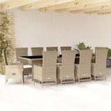 vidaXL 11-dijelni vrtni blagovaonski set od poliratana s jastucima bež | shoptok.hr