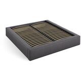 Micadoni Tamno sivi tapecirani bračni krevet s prostorom za odlaganje s podnicom 180x200 cm Simon – | shoptok.hr