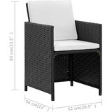  9-dijelni vrtni blagovaonski set od poliratana s jastucima crni | shoptok.hr